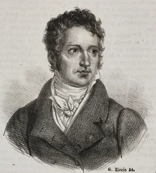 Portrét Vincenza Camucciniho (1771-1844), italského malíře a restaurátora, litografie Gaetana Riccia z Poliorama Pittoresco, n 16, 23. listopadu