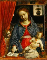 Madona s dítětem a andělem, asi 1479 (tempera na desce)
