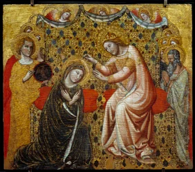 Korunování Panny Marie. Malba na dřevě od Vitaleho da Bologna (1289/1309-1359/1369). Paříž, Musée du Louvre.
