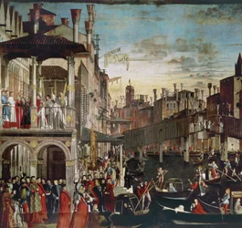 Zázrak relikvie pravého kříže na mostě Rialto, 1496