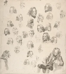 Sketches of Voltaire ve věku osmdesát jedna, 1775.
