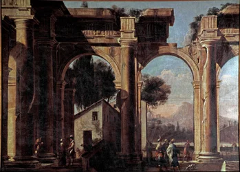 Krajina s ruinami Malba Viviana Codazziho (1604-1670) 17. století Rozměr 100x132 cm Benátky, Museo Correr, č. 1037