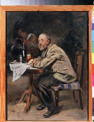 Piják. Obraz Vladimíra Jegoroviče Makovského (Makovskij, Makovskij) (1846-1920), olej na plátně, ruské umění 19. století. Státní muzeum umění, Jaroslavl (Rusko)