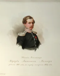 Portrét Eduarda Antonoviče Mollera (1820-1879) (Z alba císařské koňské gardy) - Hau (Gau), Vladimir Ivanovič (1816-1895) - 1846-1849 - Akvarel na papíře - Institut ruské literatury IRLI (Puškin- House), Petrohrad