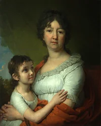 Portrét A.E. Labziny a její pěstounky S.A. Mudrové, 1803