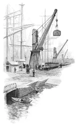 Nakládání uhlí v Newcastle, Nový Jižní Wales, Austrálie, 1886.