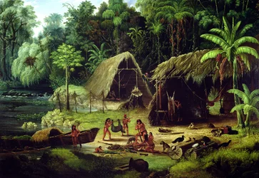 Carib Village, Britská Guyana, 1836