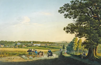 Pohled na Alt Haldensleben vyrytý Carlem Augustem Richterem (1770-1848) (rytina akvarelem)