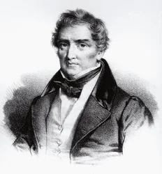 Portrét Francois Joseph Victor Broussais (1772-1838) francouzský lékař, rytina