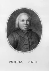 Portrét Pompea Neriho (1706-1776), italského právníka a politika, lept od Benedetta Bordigy (1768-1847) podle kresby Francesca Sabatelliho (1803-1829)