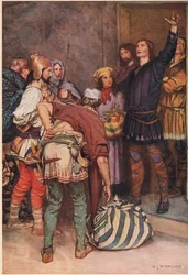 Hamlet vítá cestující hráče do Elsinore, z 