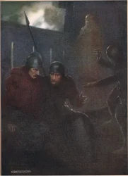 Objevuje se duch Hamletova otce z „Hamleta“ od Williama Shakespeara, vydání vydané nakladatelstvím Hodder und Stoughton v roce 1915