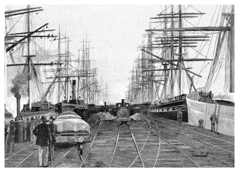 Přístav Melbourne, Victoria, Austrálie, 1886.