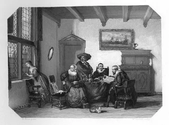 Stará holandská rodinná domácnost, c1870