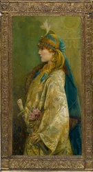 Portrét Sarah Bernhardt jako Roxanna v ""Adrienne Lecouvreur"" par Robertson, Walford Graham (1867-1948). Olej na plátně, rozměr: 122x61