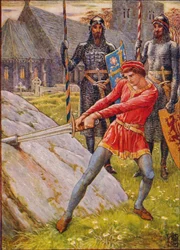 Artuš vytahuje meč z kamene, 1911
