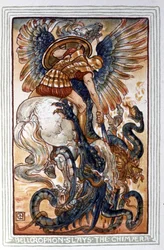 Bellerophon zabíjí Chimaeru, c. 1900 (ilustrace)