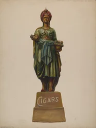 Figurka obchodu s doutníky, c. 1937.