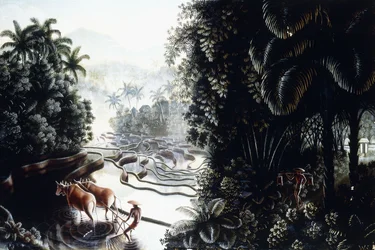 Pohled přes Sawahs na Gunung Agung, c. 1937-1939 (olej na palubě)