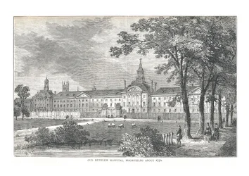 Stará nemocnice Bethlem, Moorfields, kolem roku 1750, 1878.