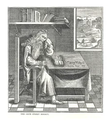Poustevník z Grub Street. Z obrázku publikovaného Richardsonem, 1878