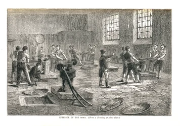 Interiér mincovny z kresby asi 1800, 1878