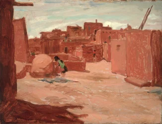Adobe Village (olej na plátně)