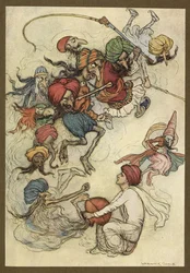 Talíř 4: "Místo sladkostí o desítce démonů." Folk-Tales of Bengal ... S 32 barevnými ilustracemi od Warwicka Goblea. (Luxusní vydání.)