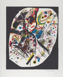 Kleine Welten III (Small Worlds III), 1922 (litografie v červené, modré, žluté a černé barvě)