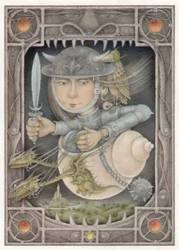 Žena bojovnice, 2005 (kombinovaná technika na umělecké desce)