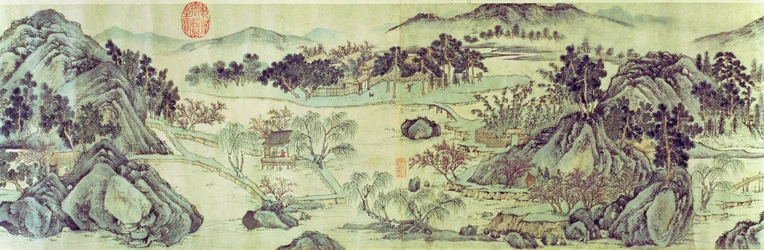 Pramen broskvových květů, z básně nazvané „Tao Yuan Bi Jing“, kterou napsal Wang Wei
