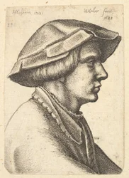 Hlava mladého muže s kloboukem z profilu vpravo, 1648.