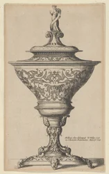 Zdobený pohár na nohách masek, 1645., 1645.