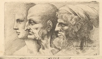 Řada tří hlav z profilu vlevo, 1645.