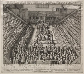 Westminster Hall, interiér, s Proces s hrabětem ze Straffordu