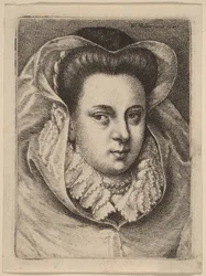 Žena s bílým závojem a černým kloboukem (Marie Stuartovna?)