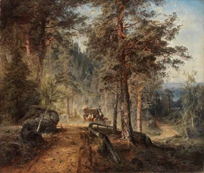 Road in Häme, horký letní den, 1860.