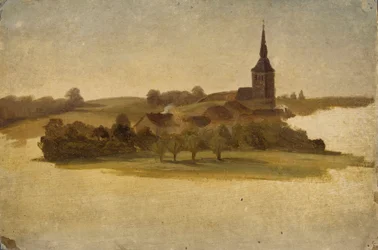 Pohled ke kostelu v Erkrathu, studie