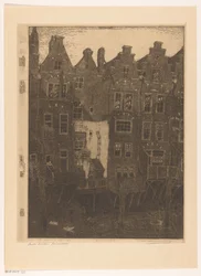 Domy na Voorstraathaven v Dordrechtu Kanál, Dordrecht (původní název) Staré domy, Dordrecht (název na objektu)