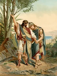 Přátelství Jonathana a Davida (barva litho)