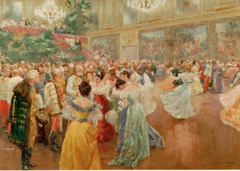 Dvorní míč v Redoutensaele, císařský palác, Vídeň ... (akvarel)