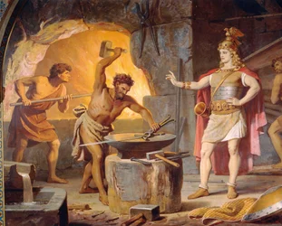 Sigurd jde do trpasličího mima, ze Sigurd Saga, Lower Hall, c.1882-83 (nástěnná malba)