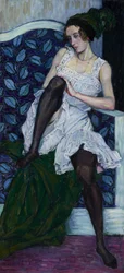 Mladá žena ve spodním prádle, cca 1910–11 (olej na plátně)