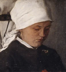 Venkovská dívka s bílým šátkem na hlavě, 1885