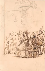 Turecký princ Mehmet Ali jako kavalír hraběnky Dannerové během své návštěvy v Kodani, květen 1859