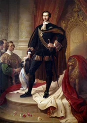 Portrét u nohou Maxmiliána II. Josefa (1811-1864), krále Baviere Obraz od Wilhema von Kaulbach (1805-1874)