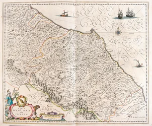 Ancona, Marche, Itálie, v "Theatrum Orbis Terrarum, sive Atlas Novus" Willema Blaeua, Amsterdam