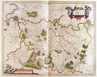 Canton de Brie, v "Theatrum Orbis Terrarum, sive Atlas Novus" Willema Blaeua, Amsterdam