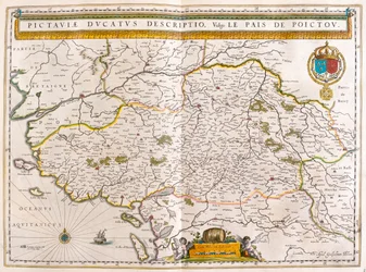 Pobřeží a města Nantes a Rochelle, v "Theatrum Orbis Terrarum, sive Atlas Novus" Willema Blaeua, Amsterdam