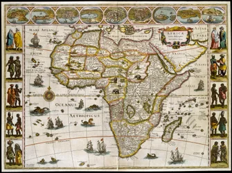 Mapa Afriky. Talíř z atlasu od Willema Janszoona Blaeu